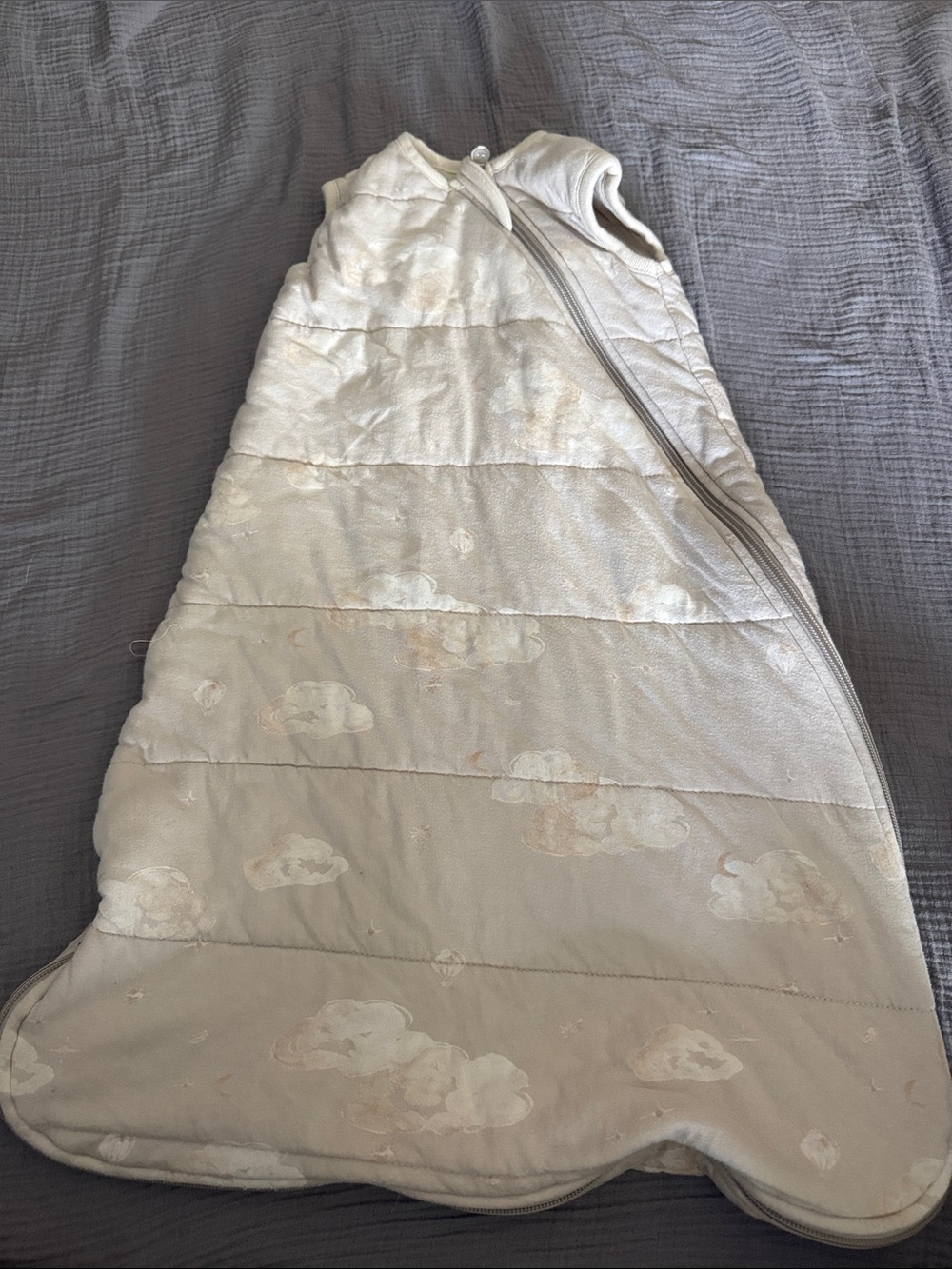 Cream Quilted Baby Sleep Sack with Cloud Motif